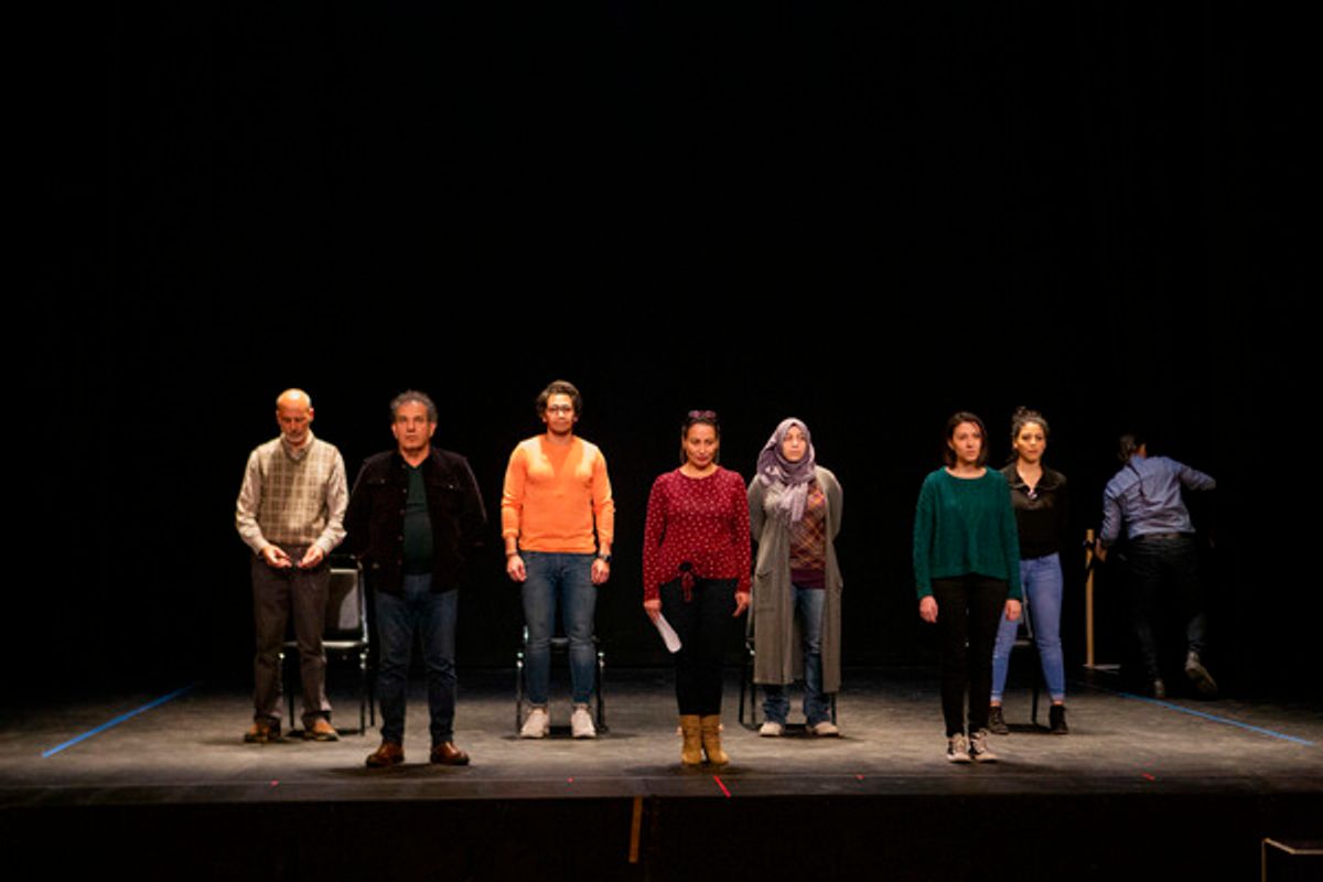 Issam Boudiab, Hussein Ghareeb, Ahmed Kadous, Ebaa Boudiab, Ahlem Zaaeed, Haneen Yehya, & Jamal Julia Boudiab. Photo by Steve Wagner at 