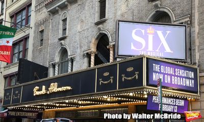 Theatre Marquee unveiling for "Six" staged as a pop concert starring the six wives of Photo