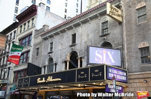 Theatre Marquee unveiling for "Six" staged as a pop concert starring the six wives of King Henry VIII: Catherine of Aragon, Anne Boleyn, Jane Seymour, Anne of Cleves, Katherine Howard, and Catherine Parr at the Brooks Atkinson Theatre on January 17, 2020 in New York City. @ BroadwayWorld Theatre Marquee unveiling for "Six" staged as a pop concert starring the six wives of Photo