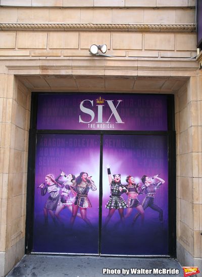 Theatre Marquee unveiling for "Six" staged as a pop concert starring the six wives of Photo