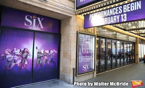 Theatre Marquee unveiling for "Six" staged as a pop concert starring the six wives of Photo