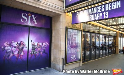 Theatre Marquee unveiling for "Six" staged as a pop concert starring the six wives of Photo