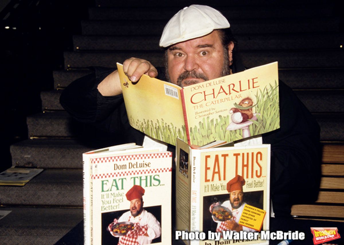Dom DeLuise signs copies of his children's book, 'Charlie the Catepillar' and his first book 'Eat This' at Brentano's in New York City in 1991.  at 