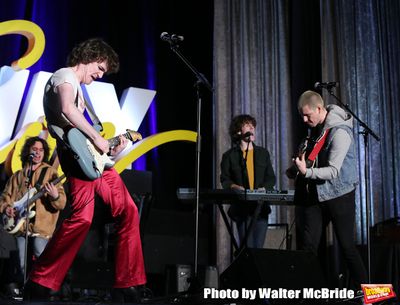 Brenock O’Connor and Johnny Newcomb with cast from “Sing Street - A Musical”   Photo