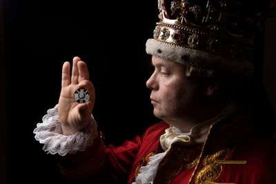 Gavin Spokes with The Royal Mint’s new £5 commemorative coin  Photo