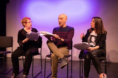 Lynne Stewart (l.), Mitch Silpa, Rachel Ramras. Photo by Justin Wagner. The Pack at G Photo