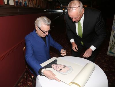 David Byrne and Sardis General Manager/Owner Max Klimavicius  Photo