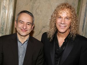 NEW YORK, NEW YORK - JANUARY 30:Joe DiPietro and David Bryan pose at a Meet & Greet f Photo