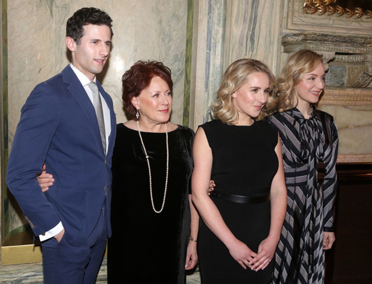 NEW YORK, NEW YORK - JANUARY 30: (L-R) Roe Hartrampf, Judy Kaye, Jeanna de Waal and Erin Davie pose at a Meet & Greet for the new cast and creative team of the new musical 'Diana' on Broadway at The Lotte New York Palace on January 30, 2020 in New York City. (Photo by Bruce Glikas) at 