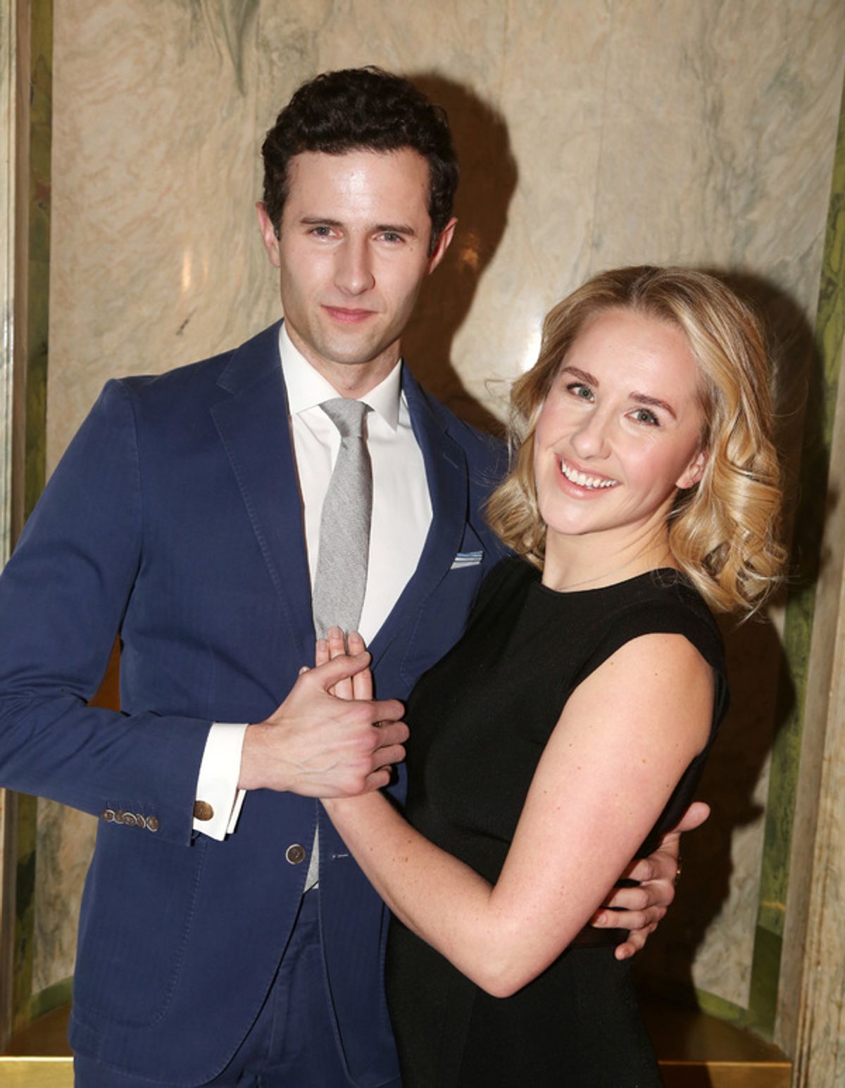 NEW YORK, NEW YORK - JANUARY 30: Roe Hartrampf and Jeanna de Waal pose at a Meet & Greet for the new cast and creative team of the new musical 'Diana' on Broadway at The Lotte New York Palace on January 30, 2020 in New York City. (Photo by Bruce Glikas) at 