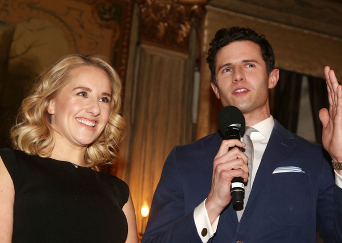 NEW YORK, NEW YORK - JANUARY 30: Jeanna de Waal and Roe Hartrampf at a Meet & Greet for the new cast and creative team of the new musical 'Diana' on Broadway at The Lotte New York Palace on January 30, 2020 in New York City. (Photo by Bruce Glikas) at 