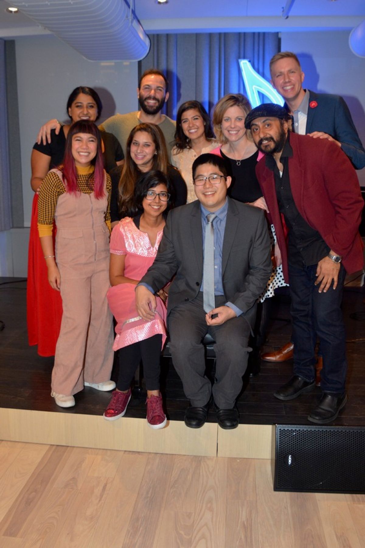 Rehana Lew Mirza and Mike Lew with their cast and creative team that includes Amy Corcoran (Director), Rujuta Vaidya (Choreoghrapher), Ari Afsar, Danny Burgos, Laura Dada, And Mysore and Deep Singh at 