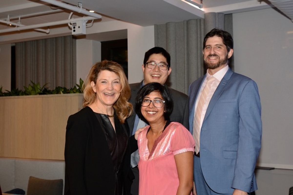 Victoria Clark with Rehana Lew Mirza, Mike Lew and Daniel Messe at 