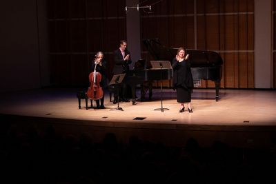 Allison Charney, Susan Salm and Craig Ketter acknowledging composer Marianna Rosett a Photo