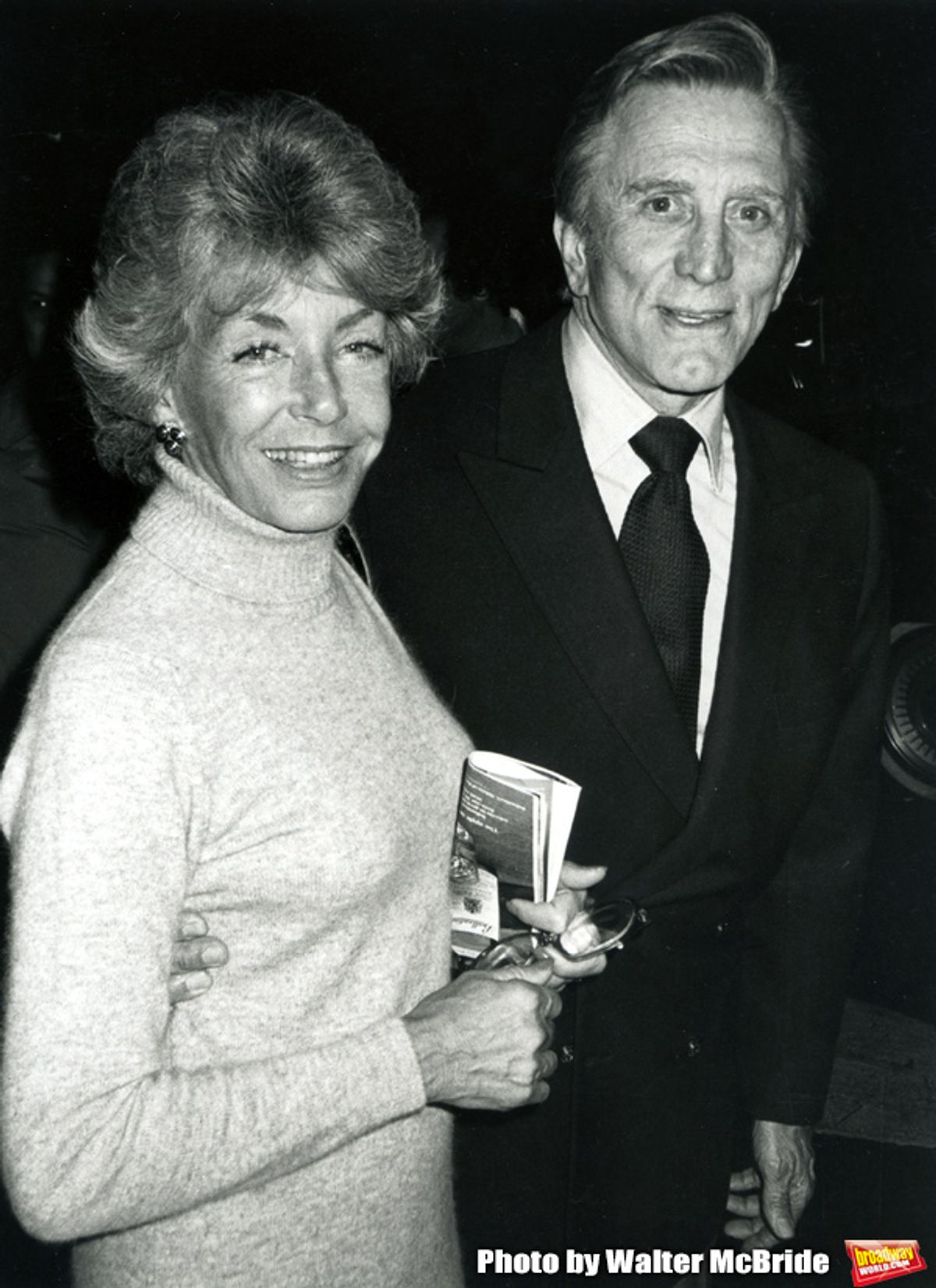 Kirk Douglas and his wife Ann Burdens having dinner at Elaines after attending a Broadway show on September 1, 1982 in New York City. at 