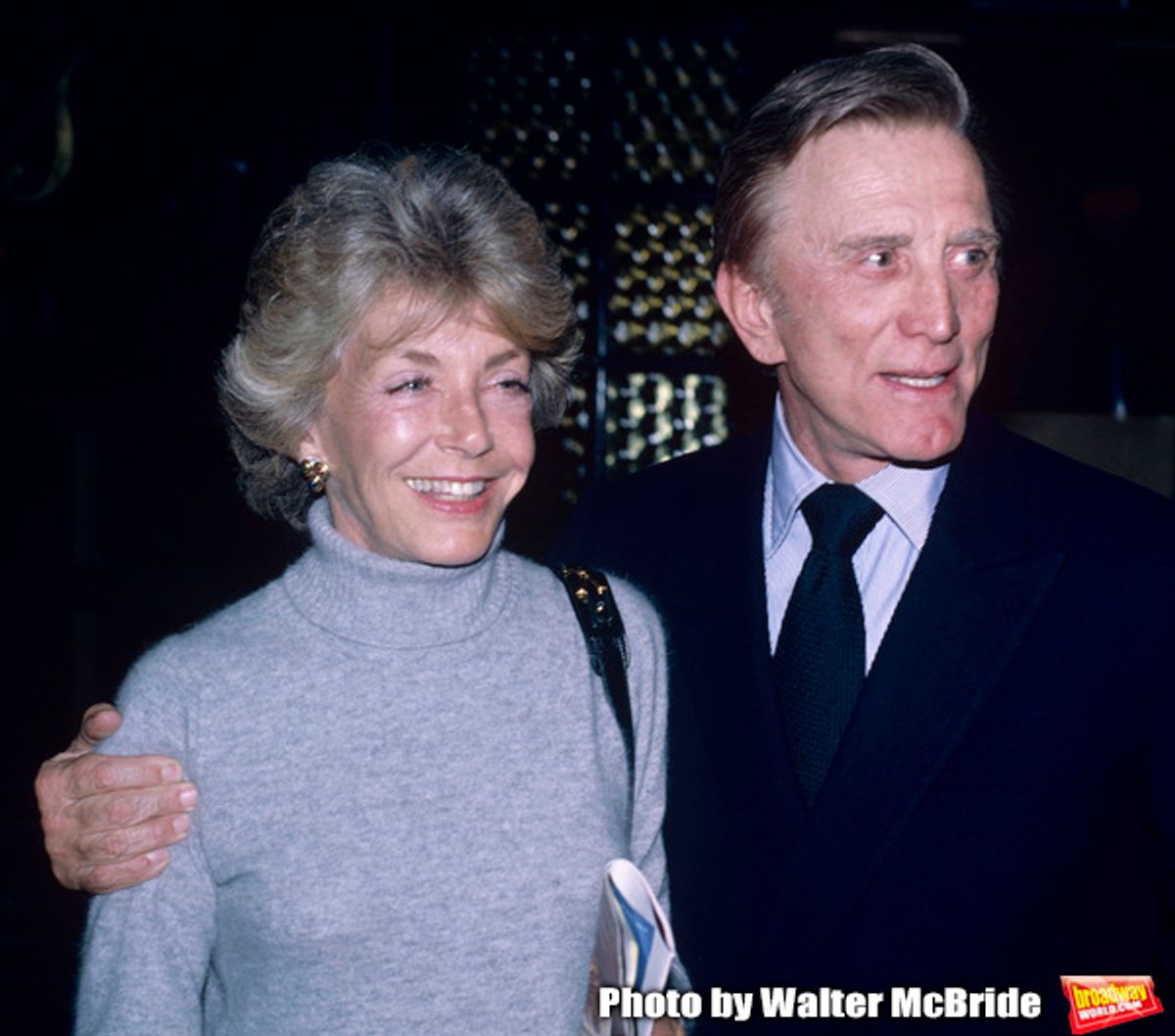 Kirk Douglas and his wife Ann Burdens having dinner at Elaines after attending a Broadway show on September 1, 1982 in New York City. at 