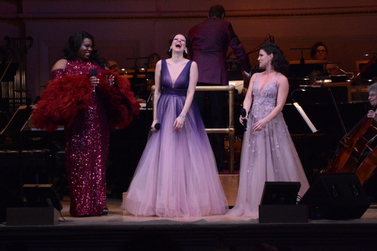 Alex Newell, Mandy Gonzalez and Carrie Manolakos at 