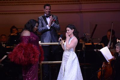 Alex Newell, Steven Reineke and Carrie Manolakos Photo
