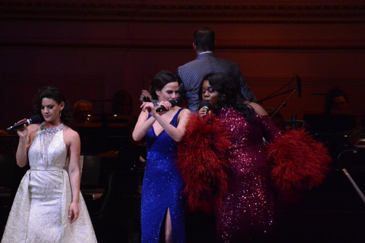 Carrie Manlakos, Mandy Gonzalez and Alex Newell at 