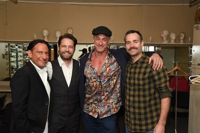 Eugene Pack (l.), Jason Priestley, Christopher Meloni, Will Forte. Celebrity Autobiog Photo