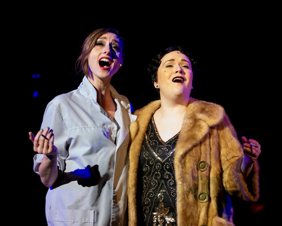Kate Johnson (Velma Kelly) and Allison Graham (Mama Morton) in Chicago at the Milburn Stone Theatre, running February 14-23.    Photo credit: Thomas Amorin/Amorin Photography at 