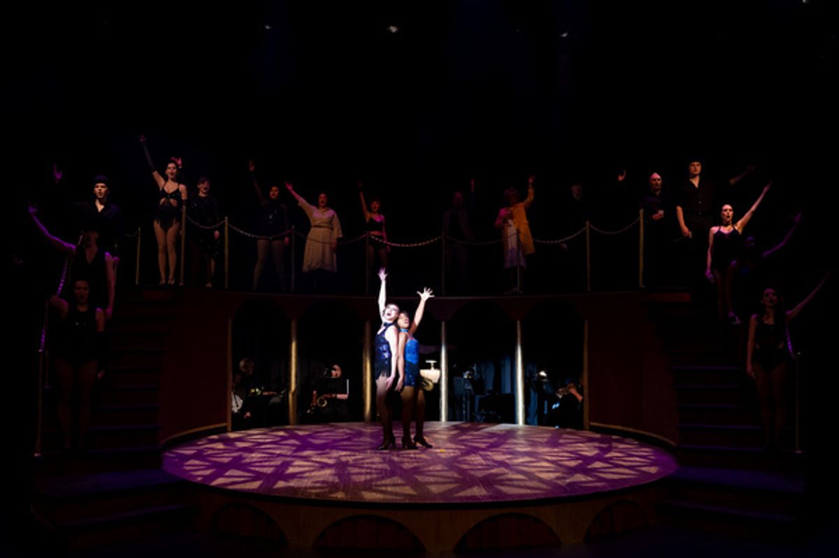 Kate Johnson (Velma Kelly), Tara Vinson (Roxie Hart) and the cast of Chicago at the Milburn Stone Theatre, running February 14-23.    Photo credit: Thomas Amorin/Amorin Photography at 