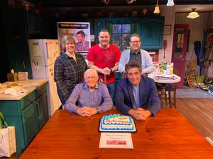 Rebecca McBee, Warren Bub, Nathan K. Claus, Len Cariou, and Craig Bierko Photo