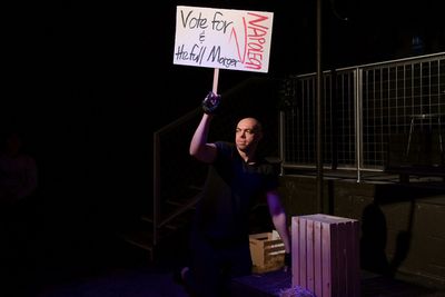 Brandon Walker in The Seeing Place Theater''s ANIMAL FARM.   Photo by Russ Rowland.   Photo