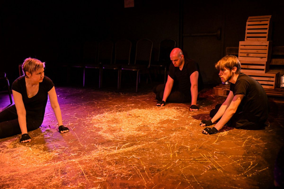 William Ketter, Erin Cronican and Brandon Walker in The Seeing Place Theater''s ANIMAL FARM.   Photo by Russ Rowland.  www.seeingplacetheater.com/shows/10-animalfarm.html at 
