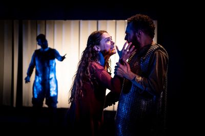 Adam Karim, Phoebe Sparrow and Paul Tinto in Macbeth. Photo by Mark Sepple Photo