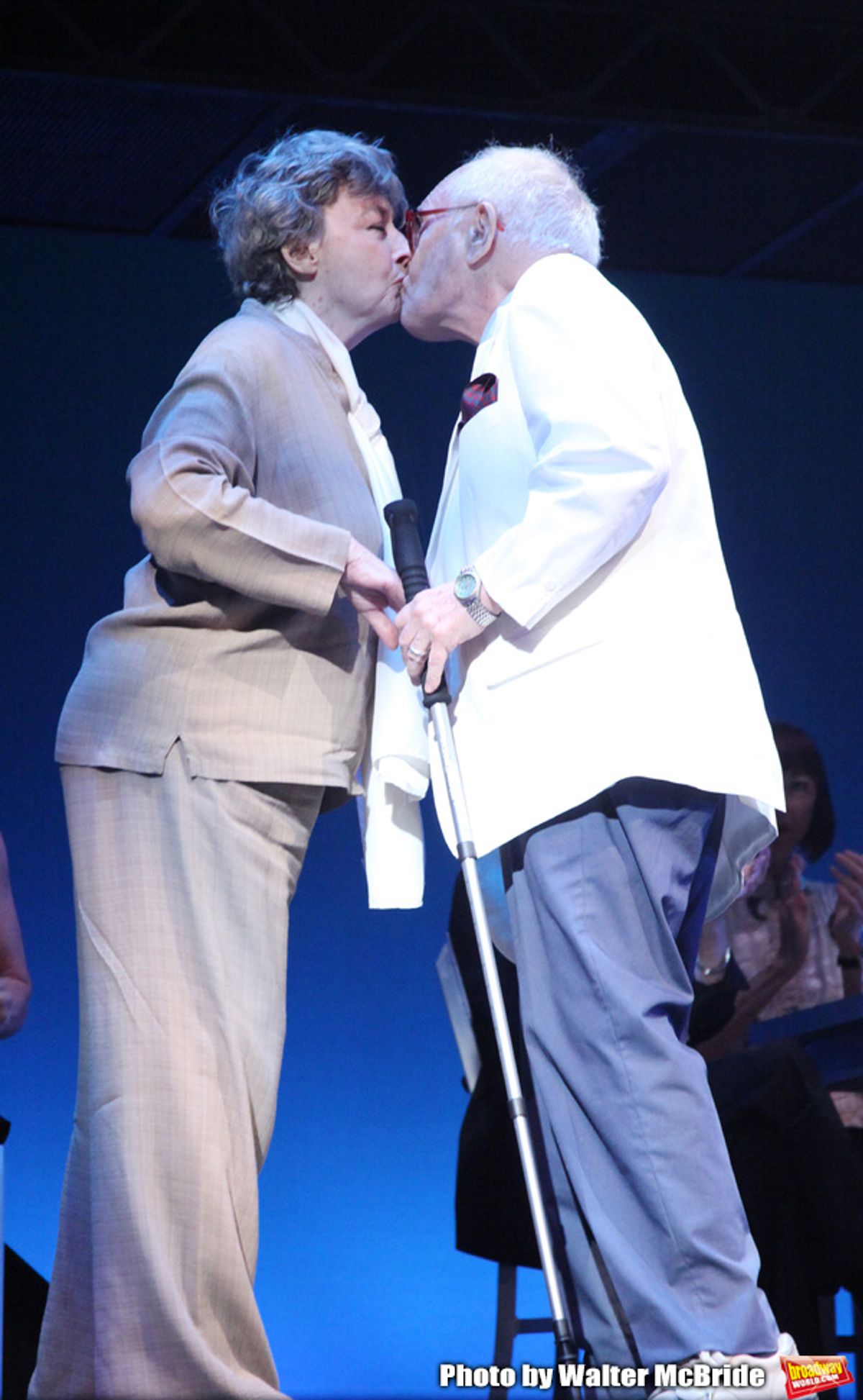 Zoe Caldwell & Aaron Frankel during the 2001 Theatre World Awards Presentation at the August Wilson Theatre in New York City. at 