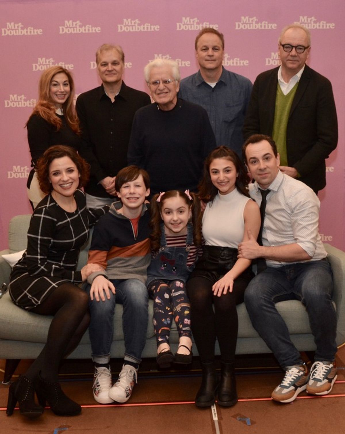 Lorin Latarro, Karey Kirkpatrick, Jerry Zaks, Wayne Kirkpatrick, John O'Farrell, Jenn Gambatese, Jake Ryan Flynn, Avery Sell, Analise Scarpaci and Rob McClure at 