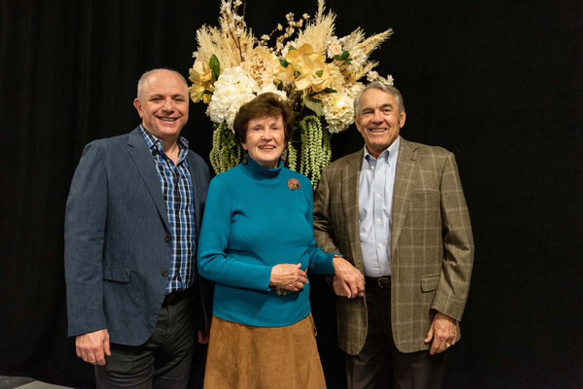 TheatreWorks Executive Director Phil Santora, former California State Senator Becky Morgan, and former CEO of Applied Materials Jim Morgan at 