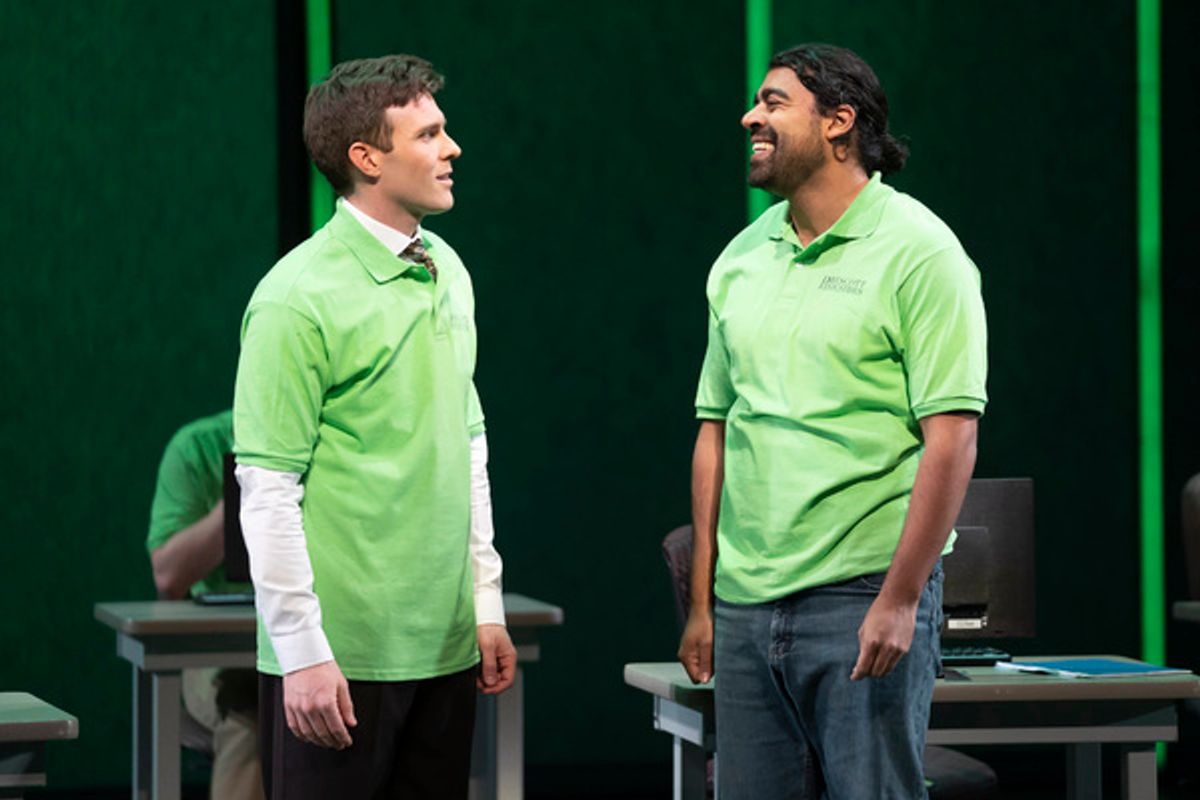 Billy Harrigan Tighe (left) plays Brantley Foster and Gabriel Ruiz is fellow temp Lester Mann in Paramount Theatre’s world premiere of The Secret of My Success, a wildly funny new musical about corporate culture, mistaken identity and making your own way in life, based on the 1987 hit film starring Michael J. Fox. Performances are February 12-March 29, 2020 at Paramount Theatre, 23 E. Galena Blvd. in Aurora. Tickets: paramountaurora.com or (630) 896-6666. Photo by Liz Lauren at 