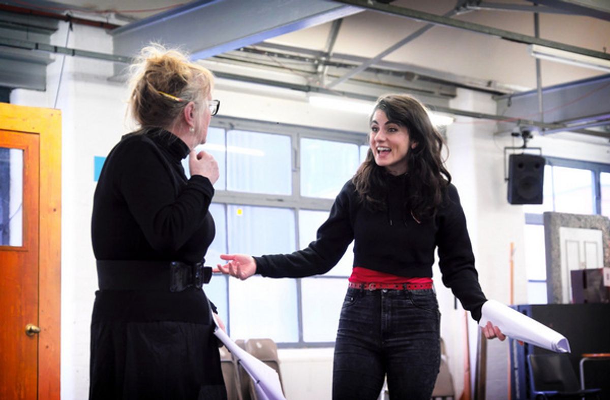 Eithne Browne and Shireen Farkhoy in rehearsals for Maggie May at 