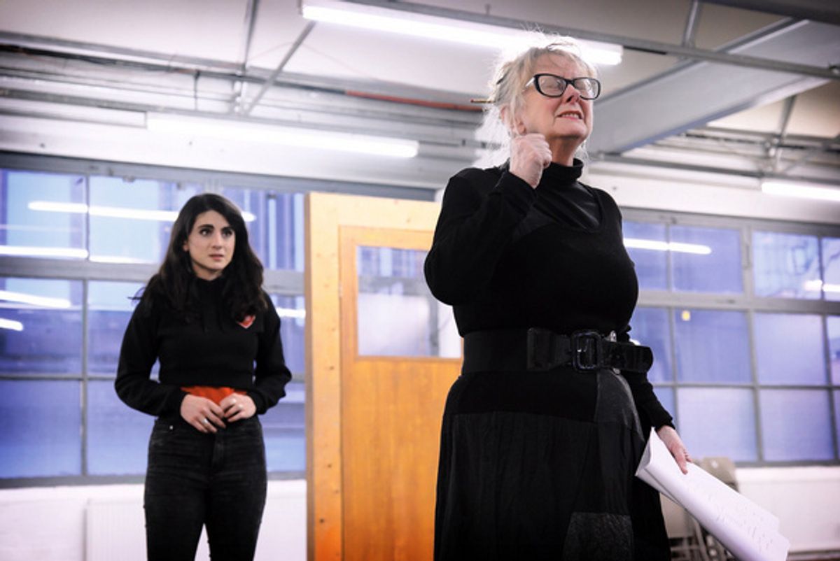 Shireen Farkhoy and Eithne Browne in rehearsals for Maggie May at 
