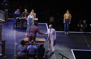 Nina Grollman, Kyle Scatliffe, Ed Harris, Taylor Trensch  Photo