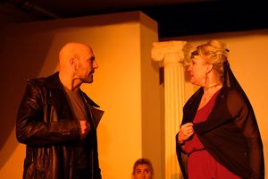 Stephanie Brooke Taylor as Jocasta Khris Lewin as Creon Oedipus Tyrannus at the Hellenic Cultural Center in Astoria, Queens on February 29th at 7pm @ BroadwayWorld Stephanie Brooke Taylor as Jocasta Khris Lewin as Creon Oedipus Tyrannus at the Photo