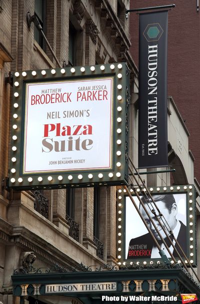 Theatre Marquee for the Neil Simon Play “Plaza Suite” starring Matthew Broderick  Photo