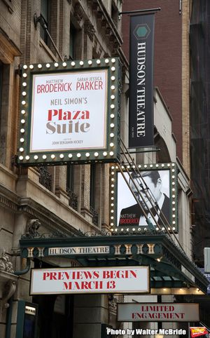 Theatre Marquee for the Neil Simon Play “Plaza Suite” starring Matthew Broderick  Photo