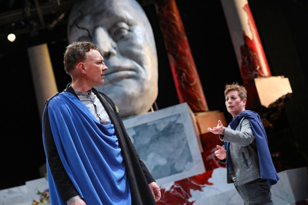 Jeffrey Blair Cornell as Brutus with Lisa Wolpe as Cassius
 at 