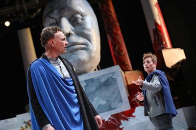 Jeffrey Blair Cornell as Brutus with Lisa Wolpe as Cassius
 Photo