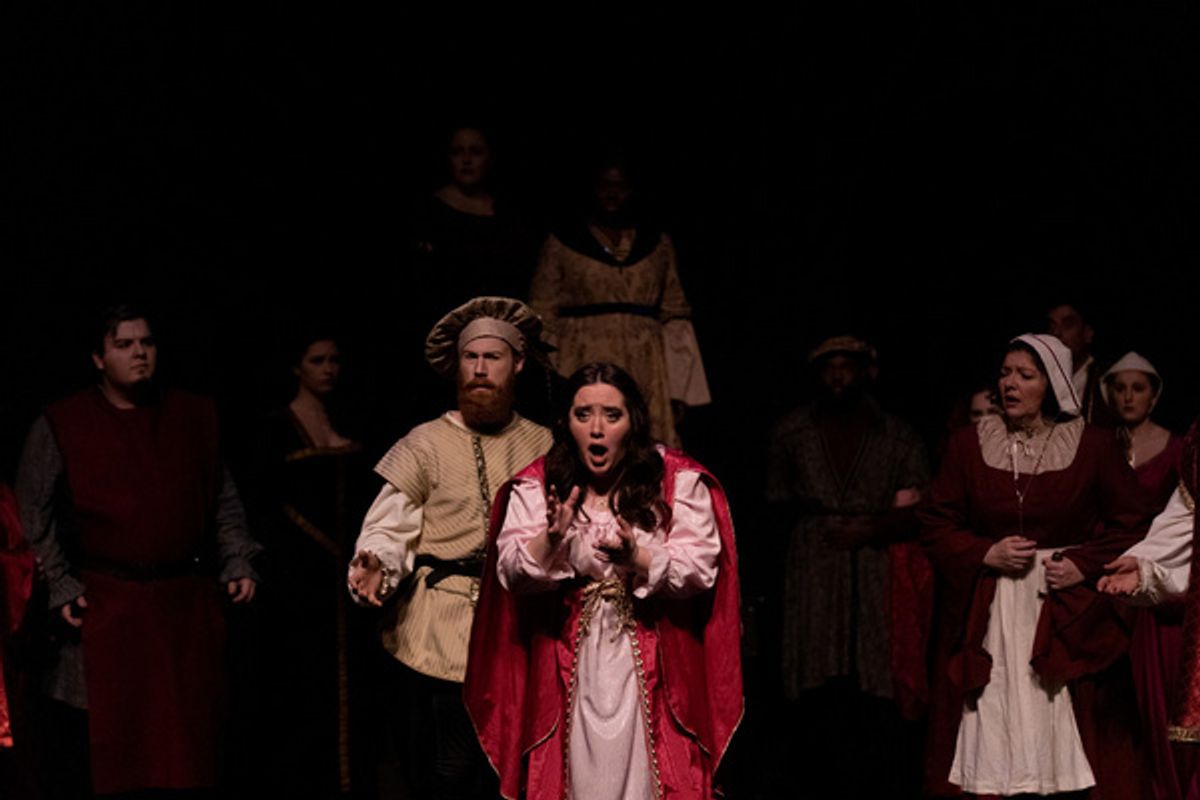 Juliette (Rachel Eve Holmes) singing of her hatred for the household rivalry after she drinks the sleeping potion. at 