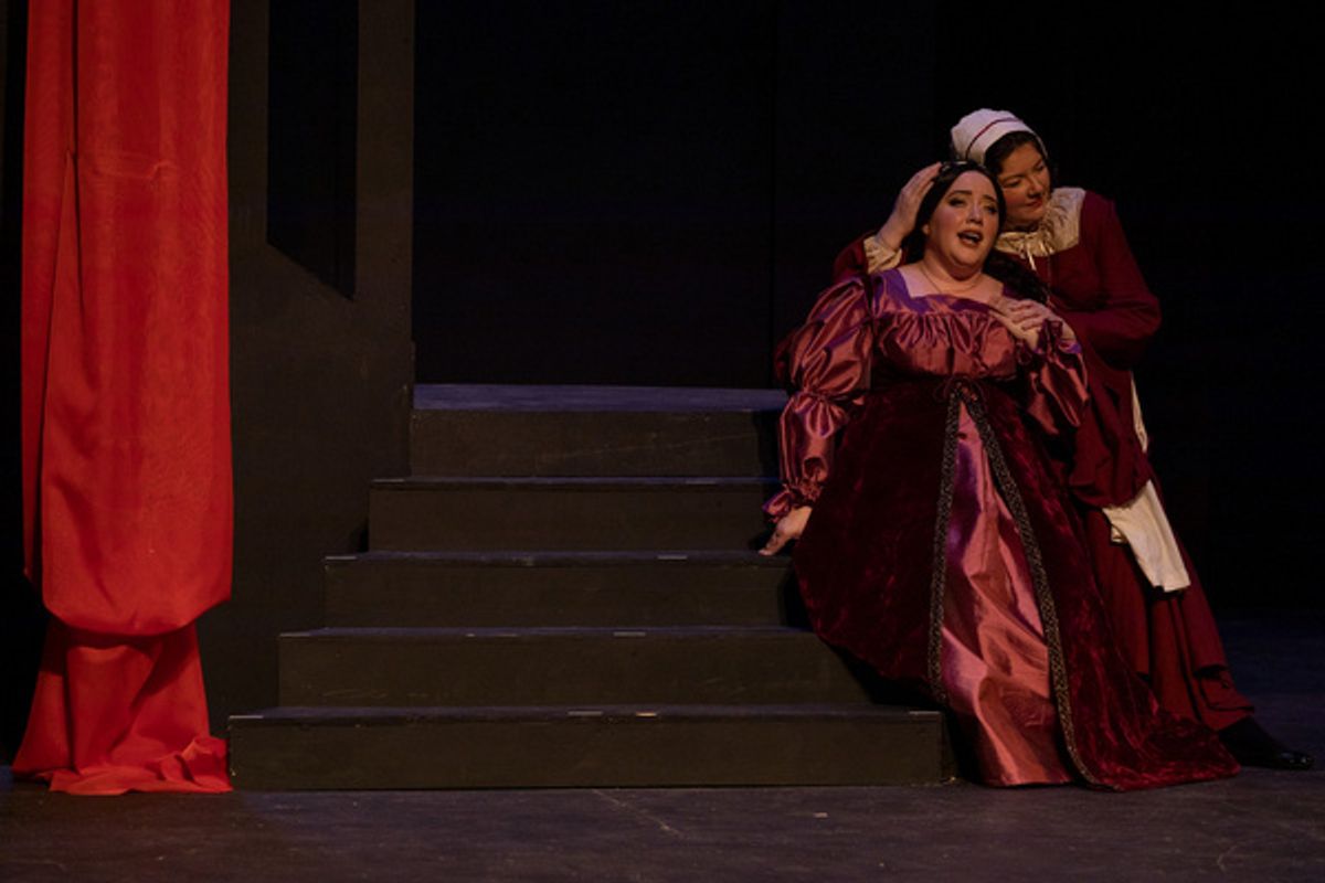 Gertrude (Laurie Tossing) comforting Juliette (Rachel Eve Holmes). at 