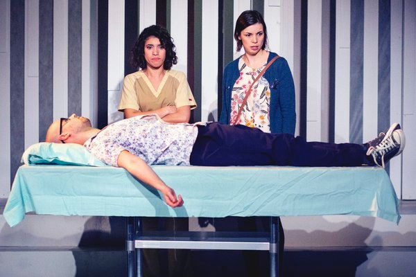 (laying down) Evan Vihlen (dying man), Diany Rodriguez (Doctor), and Sarah Wallis (Ja Photo