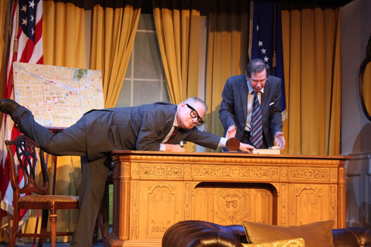 Michael Van Duzer as Henry Kissinger, Steve Nevil as Richard Nixon at 