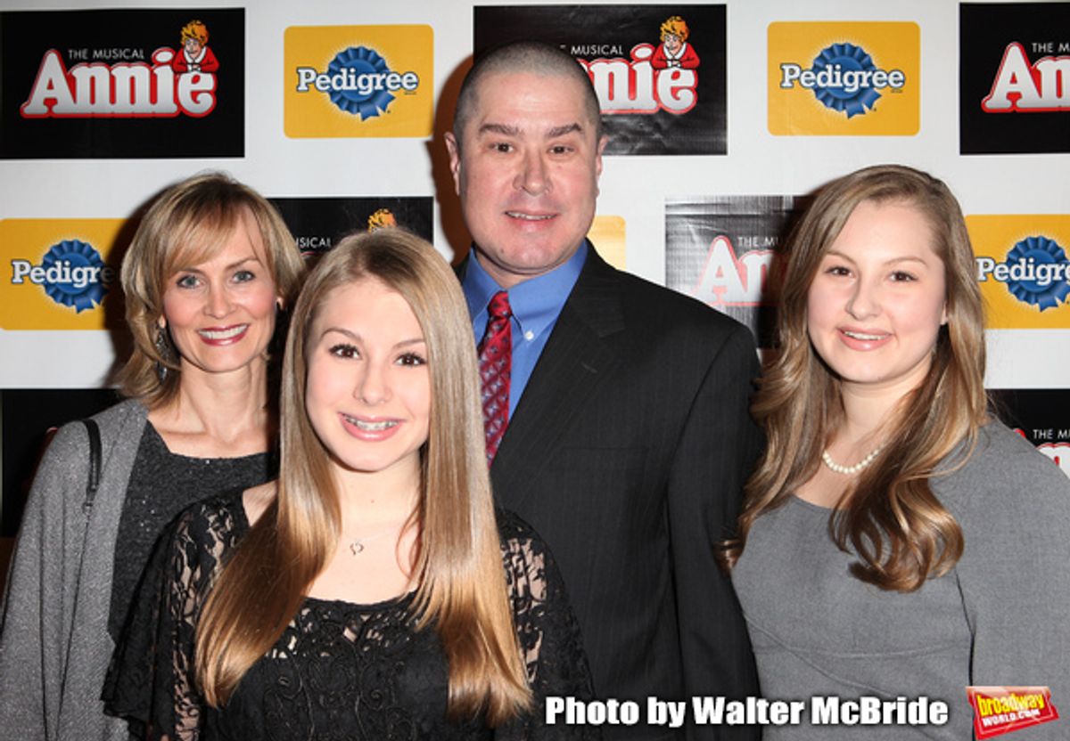 Merwin Foard with wife & daughters attending the Broadway Opening Night Performance After Party for 'Annie' at the Hard Rock Cafe in New York City on 11/08/2012 at 