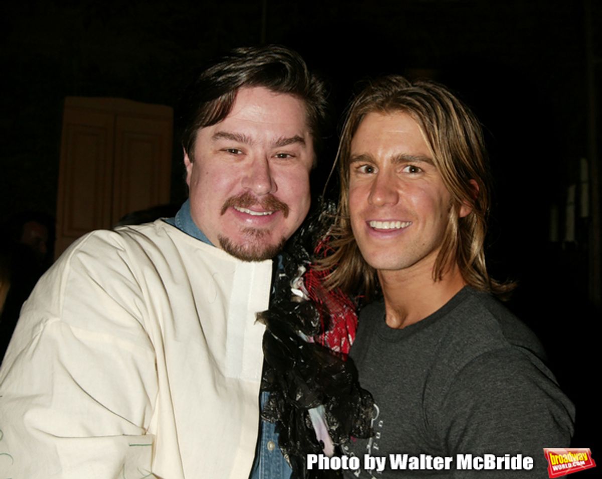Merwin Foard ( Gypsy winner La Cage Aux Folles )
and cast member Gavin Creel Attending the Opening Night Gypsy Robe Ceremony for LA CAGE aux FOLLES at the Marquis Theatre in New York City.
December 9, 2004 at 