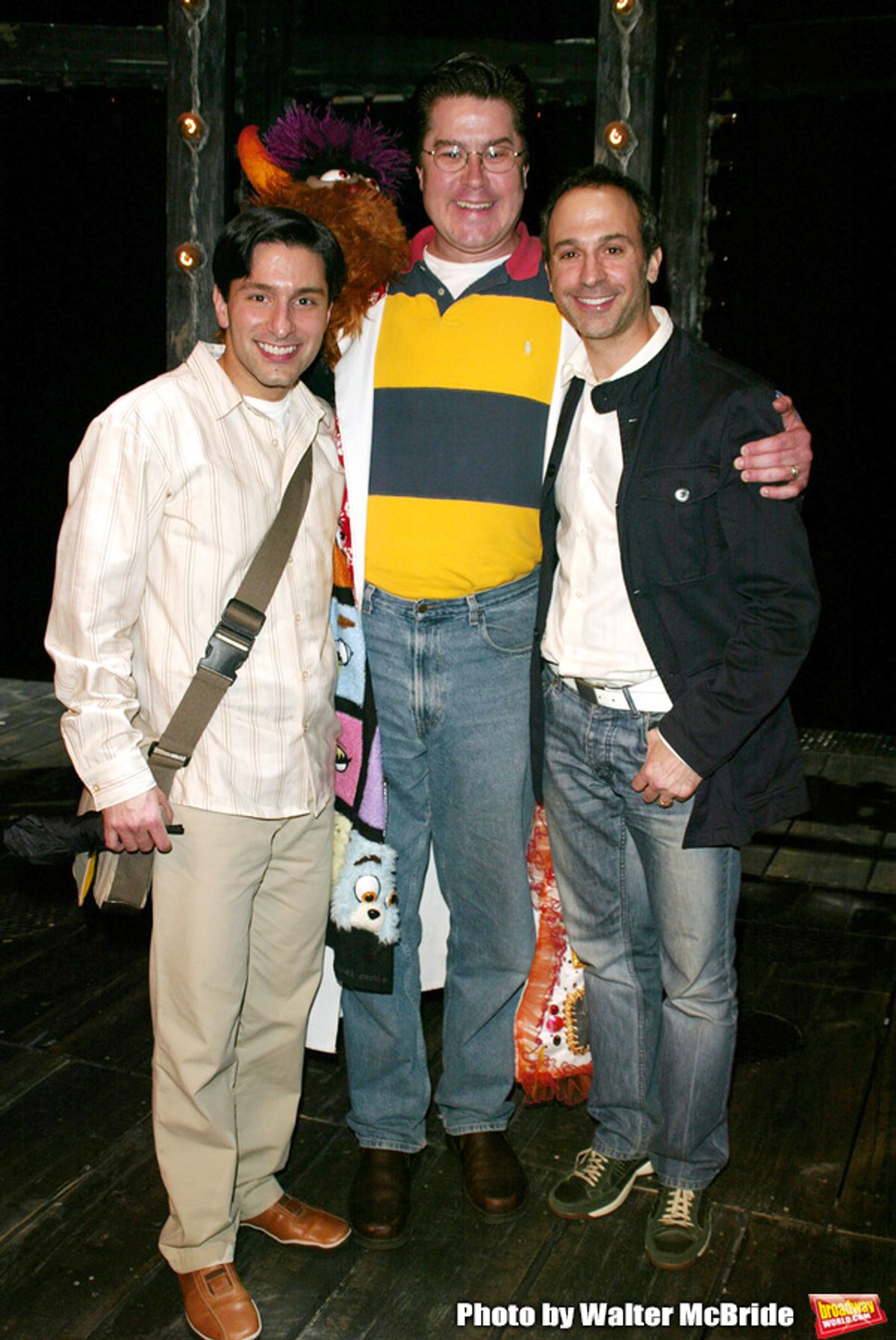 Merwin Foard ( winner from the ASSASSINS ) with
Vince Pesce ( winner from WONDERFUL TOWN ) and
Tom Titone ( winner from FIDDLER ON THE ROOF )
Attending the Opening Night Gypsy Robe Ceremony for ASSASSINS at Studio 54 in New York City.
April 22, 2004 at 