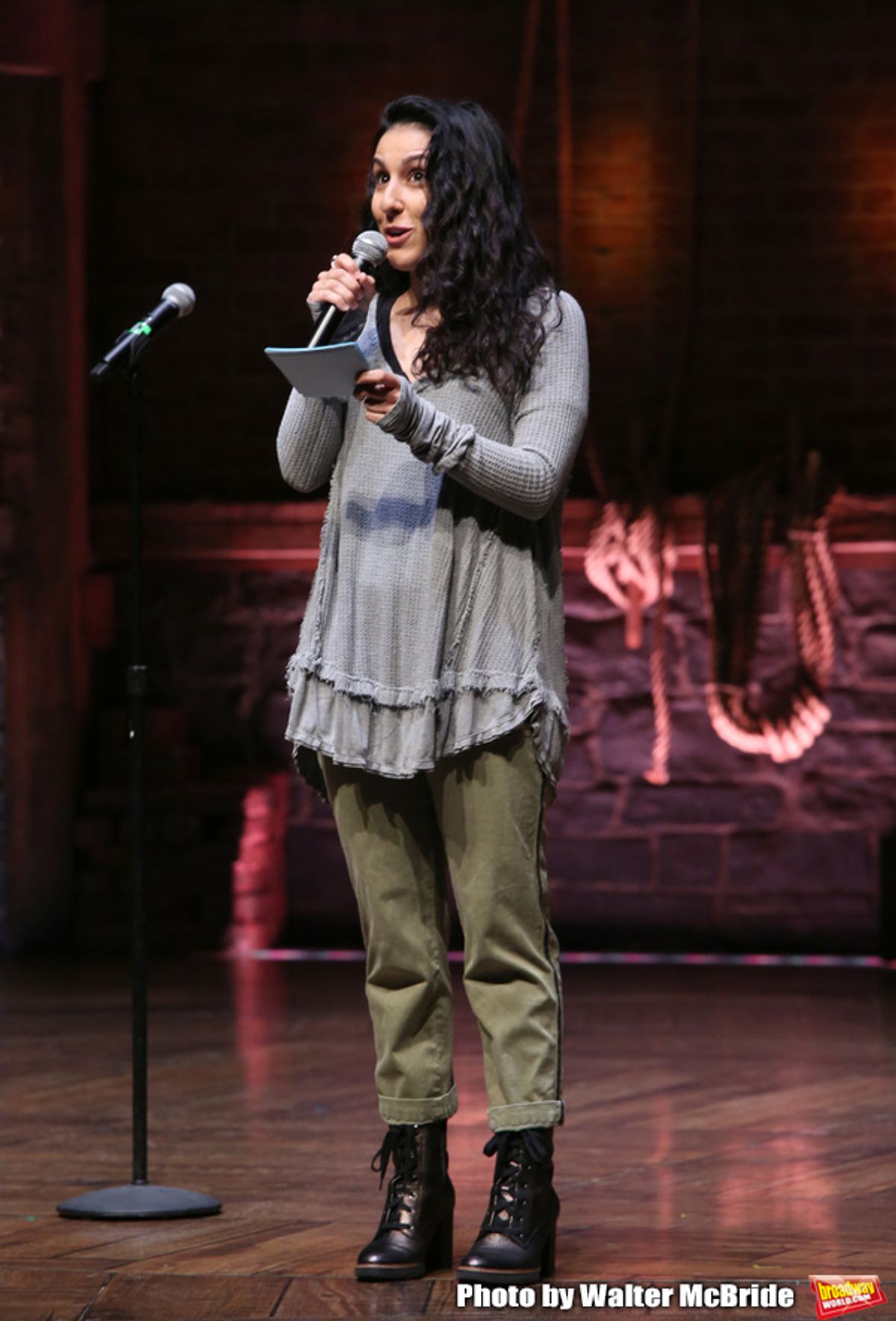 Gabriella Sorrentino during the Q & A before The Rockefeller Foundation and The Gilder Lehrman Institute of American History sponsored High School student #eduHAM matinee performance of 'Hamilton' at the Richard Rodgers Theatre on 3/12/2020 in New York City. at 
